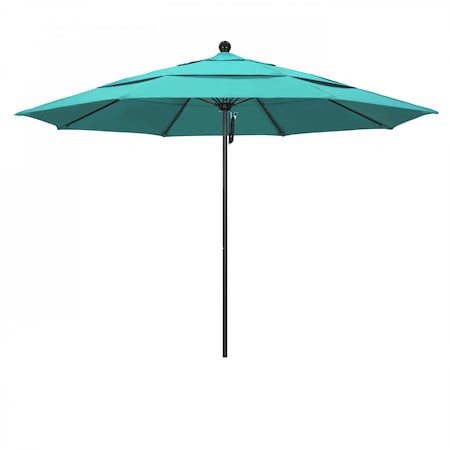California Umbrella 11' Black Aluminum Market Patio Umbrella, Sunbrella Aruba 194061333327